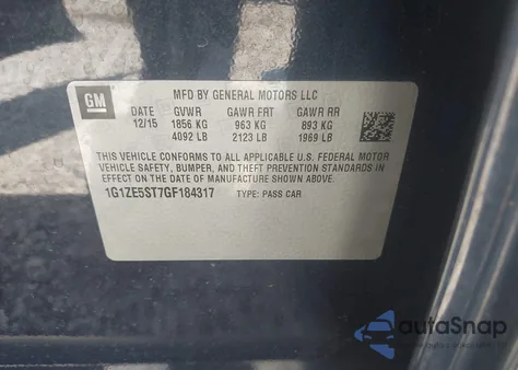 2016 Chevrolet Malibu Lt from USA, damaged, VIN 1G1ZE5ST7GF184317